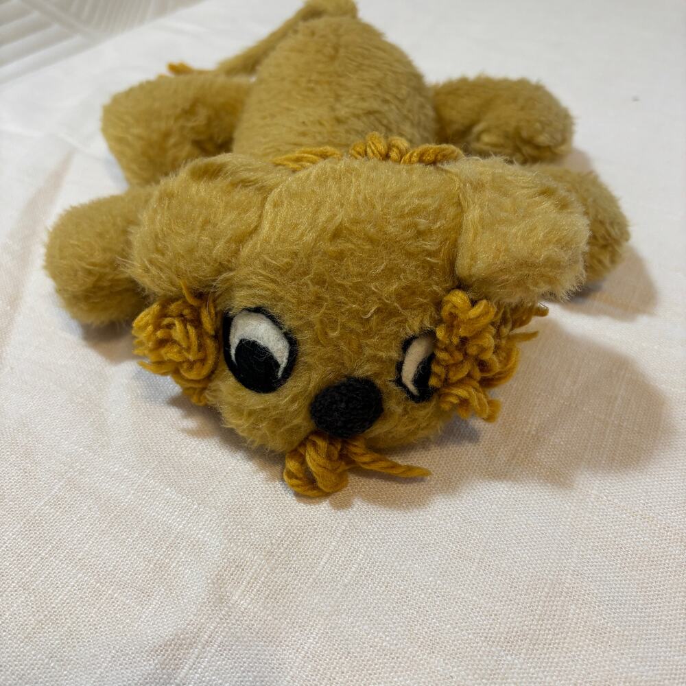 Vintage Sheram Industries Bean Bots Gold Plush Stuffed Animal Yarn Hair